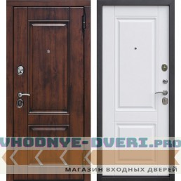 Входная металлическая дверь Вена Винорит (Грецкий орех / Белый матовый) (три контура)
