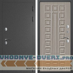 Металлическая Дверь CommandDoors ТЕРМО СИБИРЬ ГРАФИТ 01 Белая лиственница (три контура)