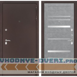 Входная дверь Лабиринт CLASSIC антик медный 20 - Бетон светлый, зеркальные вставки