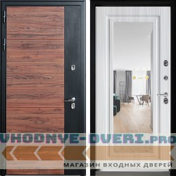 Дверной континент ДК-15 ТЕРМО красное дерерво муар Зеркало-стандарт Белый сандал