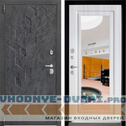 Дверной континент ДК-3 Бетон графит ФЛЗ-Стандарт [зеркало] цв. Белый сандал