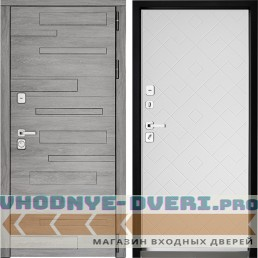 Входная дверь Дверной континент ДК-10 Дуб шале серебро Тифани Софт белый (наружная)