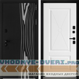 Входная дверь Дверной континент ДК-12 Ясень черный ФЛ-617 Рикамо софт милк