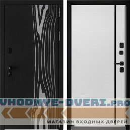 Входная дверь Дверной континент ДК-12 Ясень черный 757 Рикамо софт черное стекло