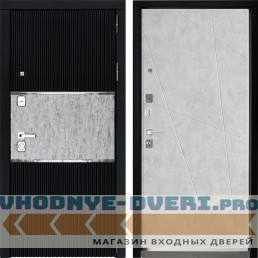 Входная дверь Дверной континент ДК-13 Софт черный ФЛ-655 Бетон натуральный