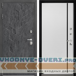 Входная дверь Дверной континент ДК-3 Бетон графит 757 Рикамо софт черное стекло