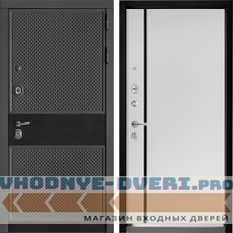 Входная дверь Дверной континент ДК-6 Софт графит 757 Рикамо софт черное стекло