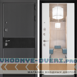 Входная дверь Дверной континент ДК-6 Софт графит ФЛЗ-1 Белый софт с зеркалом