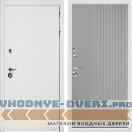 Входная дверь Дверной континент ДК-7 Софт белый снег Хомс Софт серый рельеф