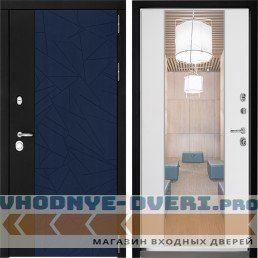 Дверной континент ДК-9 Софт темно-синий серебро ФЛЗ-1 Б16 с евро штапиком Софт белый