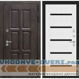 Входная дверь Лондон 01 - Белое дерево, стекло черное
