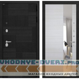 Входная дверь Лабиринт PAZL с узким зеркалом - Акация светлая горизонтальная