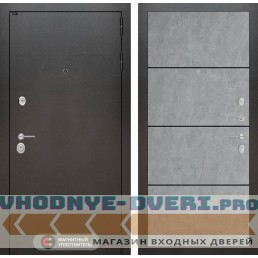 Входная дверь Лабиринт SILVER 25 - Бетон светлый, черный молдинг