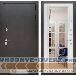 Входная дверь Лабиринт SILVER с Зеркалом Фацет - Белый софт