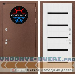 Входная дверь Лабиринт Термо Магнит 01 - Белое дерево, стекло черное
