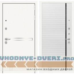 Входная дверь Лабиринт Лайн WHITE 22 - Белый софт, черная вставка
