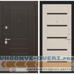 Входная дверь Лабиринт Мегаполис 01 - Беленый дуб, стекло черное