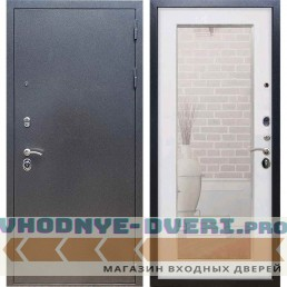 Входная дверь REX 11 Антик серебро Пастораль Силк сноу (с зеркалом) (три контура)