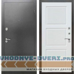 Входная металлическая дверь Рекс 2А Серебро антик ФЛ 117 Силк сноу (наружная)