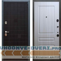 Входная металлическая дверь Рекс 12 Тетрис ФЛ 243 Сандал белый