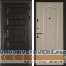 Shelter: Дверь стальная ГАМБУРГ (Коллекция "Shelter Plus") К-2 Горький шоколад/Дуб филадельфия крем (три контура)