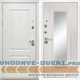 Стальная дверь в квартиру Сударь Diva MD-44 Альберо Браш серебро - М6 Зеркало Дуб филадельфия крем