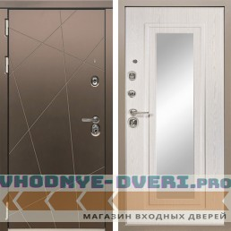 Стальная дверь в квартиру Сударь Diva MD 50 Бронза - М6 Зеркало Дуб филадельфия крем