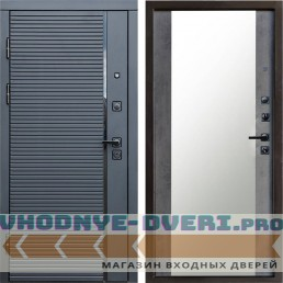 Входная дверь Black Line Зеркало бетон темный (наружная)