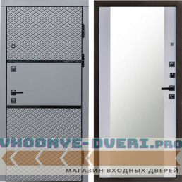 Входная дверь Termo Door Fusion Black Зеркало белый софт