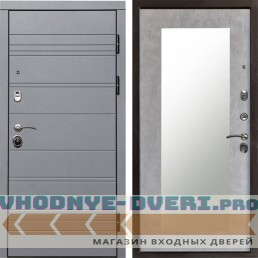 Входная дверь Grey-Line Зеркало триумф бетон светлый