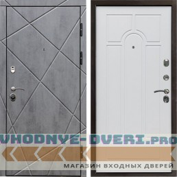 Входная дверь Termo Door Лучи бетон Арка белое дерево