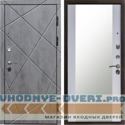 Входная дверь Termo Door Лучи бетон Зеркало белый софт