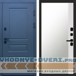 Входная дверь Орегон Графит Зеркало фацет Белый софт