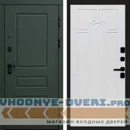 Входная дверь Орегон Грин Арка белое дерево (входная)