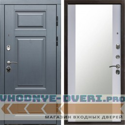 Входная дверь Termo Door Премиум Grey Зеркало белый софт