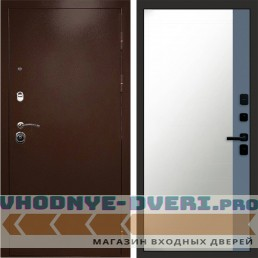 Входная дверь Техно медь Зеркало фацет Grey софт