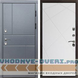 Входная дверь Termo Door Сибирь Термо ПРЕМИУМ Grey Line Лучи белый (наружная)