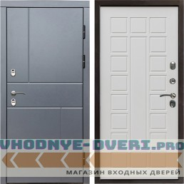 Входная дверь Termo Door Сибирь Термо ПРЕМИУМ Grey Line Престиж белый матовый