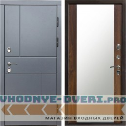 Входная дверь Termo Door Сибирь Термо ПРЕМИУМ Grey Line Зеркало дуб
