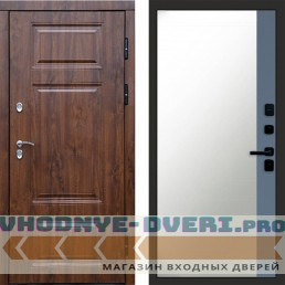 Входная дверь Termo Door Сибирь Термо ПРЕМИУМ Орех Зеркало Grey софт