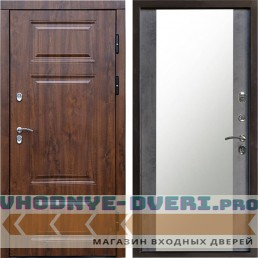 Входная дверь Termo Door Сибирь Термо ПРЕМИУМ Орех Зеркало бетон темный