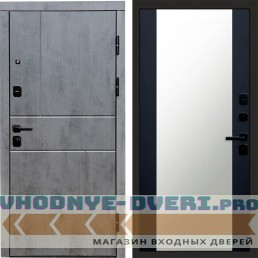 Дверь Termo Door Вертикаль Бетон Зеркало 27 Черный кварц+тонировка  в квартиру