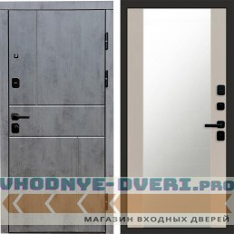 Дверь Termo Door Вертикаль Бетон Зеркало 27 Слоновая кость