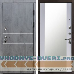Входная дверь Termo Door Вертикаль бетон Зеркало белый софт