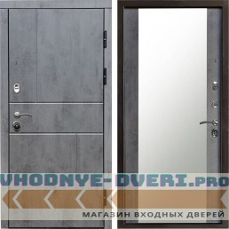 Входная дверь Termo Door Вертикаль бетон Зеркало бетон темный