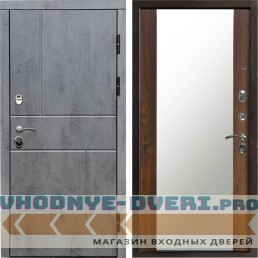 Входная дверь Termo Door Вертикаль бетон Зеркало дуб