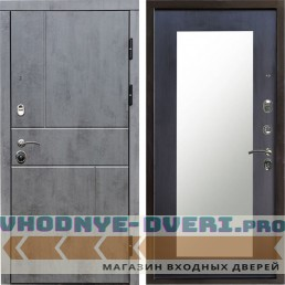 Входная дверь Termo Door Вертикаль бетон Зеркало триумф венге