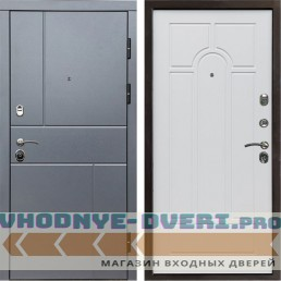 Входная дверь Вертикаль GREY Арка белое дерево (наружная)