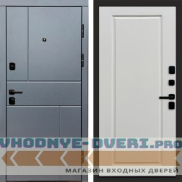 Входная дверь Вертикаль Grey Гранд Белый Софт