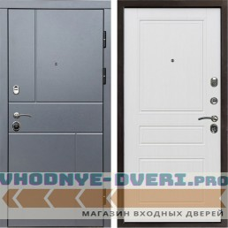 Входная дверь Вертикаль GREY Классика белое дерево